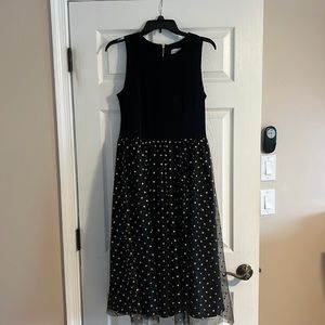 Calvin Klein Black with Gold Polka Dots Dress